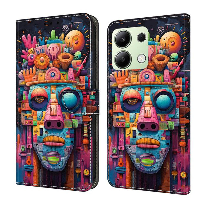 Funda para teléfono de cuero vegano pintado con efecto cristal, For Redmi Note 14 Pro 4G / 5G, For Redmi Note 14 4G 163.25mm, For Redmi Note 14 5G, For Redmi 14C 4G, For Redmi Note 13 5G, For Redmi Note 13 4G