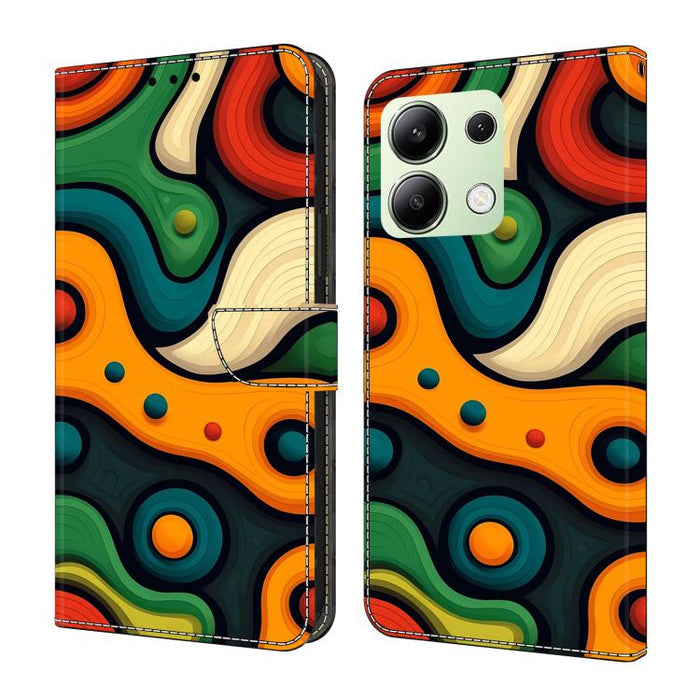 Funda para teléfono de cuero vegano pintado con efecto cristal, For Redmi 13C 4G / 5G, For Redmi Note 13 Pro+