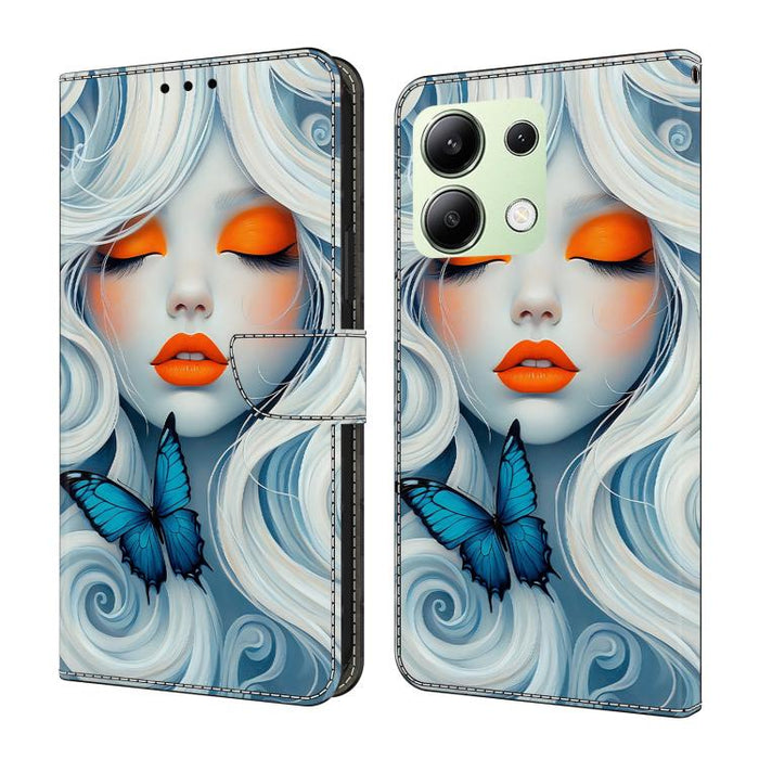 Funda para teléfono de cuero vegano pintado con efecto cristal, For Redmi Note 14 Pro 4G / 5G, For Redmi Note 14 4G 163.25mm, For Redmi Note 14 5G, For Redmi 14C 4G, For Redmi Note 13 5G, For Redmi Note 13 4G