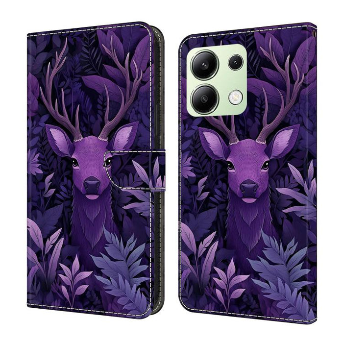 Funda para teléfono de cuero vegano pintado con efecto cristal, For Redmi 13C 4G / 5G, For Redmi Note 13 Pro+