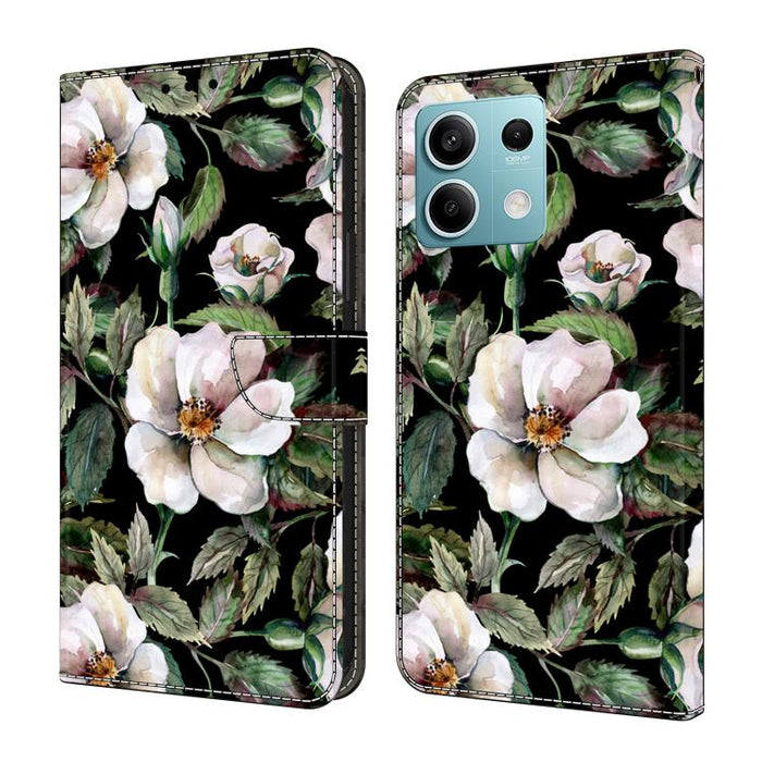 Funda para teléfono de cuero vegano pintado con efecto cristal, For Redmi Note 14 Pro 4G / 5G, For Redmi Note 14 4G 163.25mm, For Redmi Note 14 5G, For Redmi 14C 4G, For Redmi Note 13 5G, For Redmi Note 13 4G