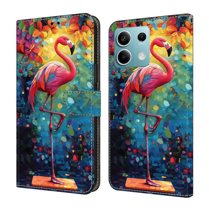 Funda para teléfono de cuero vegano pintado con efecto cristal, For Redmi 13C 4G / 5G, For Redmi Note 13 Pro+