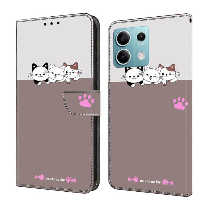 Funda para teléfono de cuero vegano pintado con efecto cristal, For Redmi Note 14 Pro 4G / 5G, For Redmi Note 14 4G 163.25mm, For Redmi Note 14 5G, For Redmi 14C 4G, For Redmi Note 13 5G, For Redmi Note 13 4G