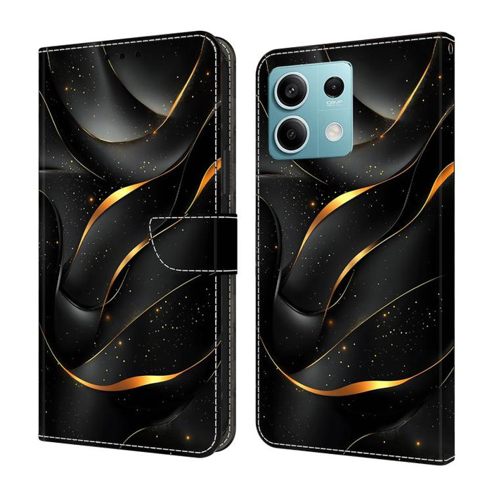 Funda para teléfono de cuero vegano pintado con efecto cristal, For Redmi 13C 4G / 5G, For Redmi Note 13 Pro+