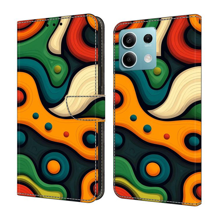Funda para teléfono de cuero vegano pintado con efecto cristal, For Redmi Note 14 Pro 4G / 5G, For Redmi Note 14 4G 163.25mm, For Redmi Note 14 5G, For Redmi 14C 4G, For Redmi Note 13 5G, For Redmi Note 13 4G