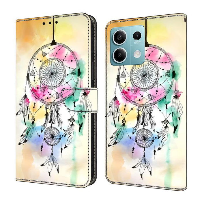 Funda para teléfono de cuero vegano pintado con efecto cristal, For Redmi 13C 4G / 5G, For Redmi Note 13 Pro+