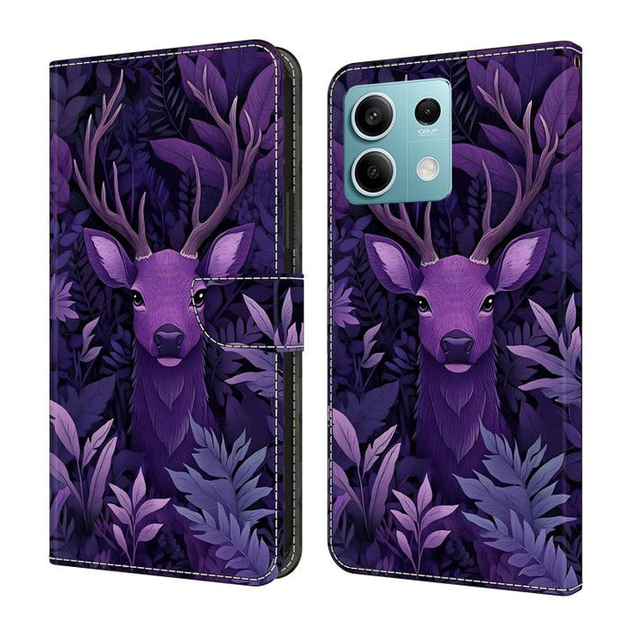 Funda para teléfono de cuero vegano pintado con efecto cristal, For Redmi Note 14 Pro 4G / 5G, For Redmi Note 14 4G 163.25mm, For Redmi Note 14 5G, For Redmi 14C 4G, For Redmi Note 13 5G, For Redmi Note 13 4G