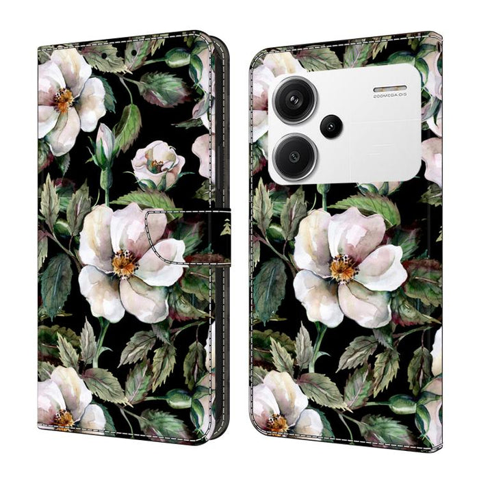 Funda para teléfono de cuero vegano pintado con efecto cristal, For Redmi 13C 4G / 5G, For Redmi Note 13 Pro+