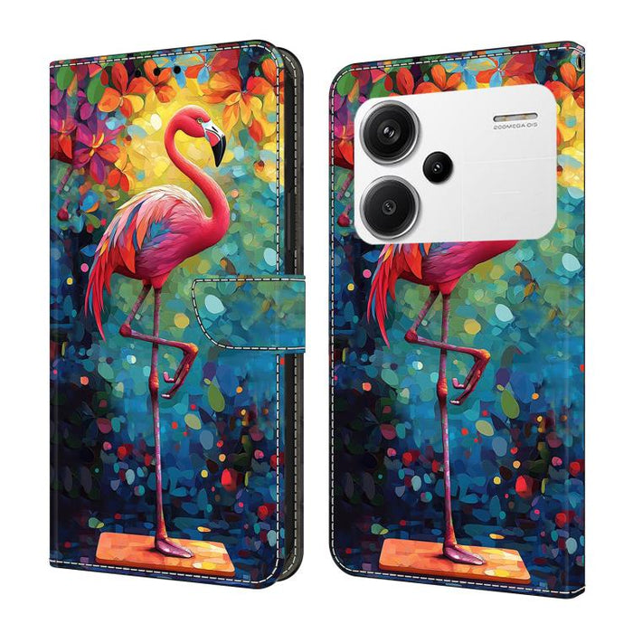 Funda para teléfono de cuero vegano pintado con efecto cristal, For Redmi 13C 4G / 5G, For Redmi Note 13 Pro+