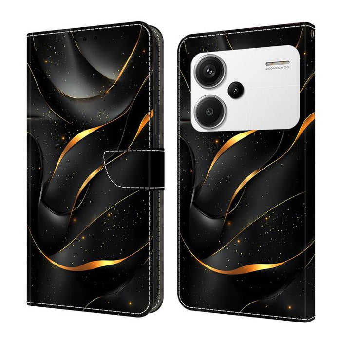 Funda para teléfono de cuero vegano pintado con efecto cristal, For Redmi 13C 4G / 5G, For Redmi Note 13 Pro+