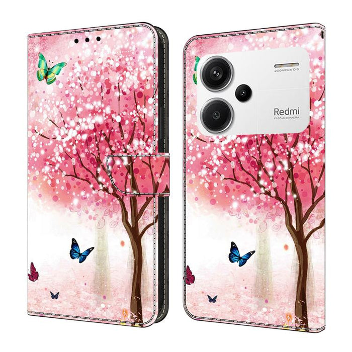 Funda para teléfono de cuero vegano pintado con efecto cristal, For Redmi 13C 4G / 5G, For Redmi Note 13 Pro+
