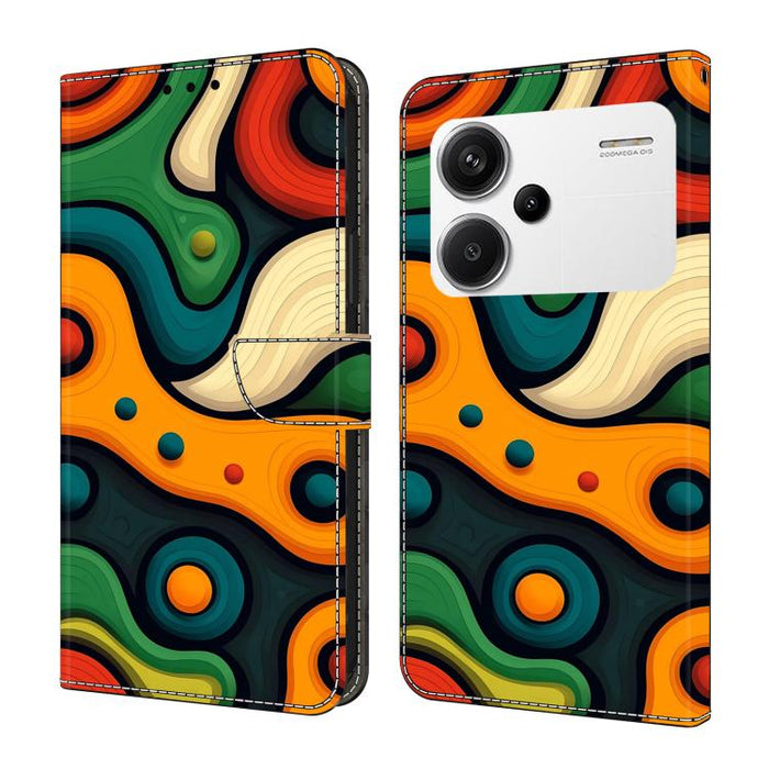 Funda para teléfono de cuero vegano pintado con efecto cristal, For Redmi 13C 4G / 5G, For Redmi Note 13 Pro+