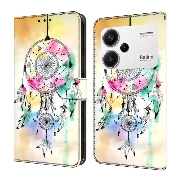 Funda para teléfono de cuero vegano pintado con efecto cristal, For Redmi 13C 4G / 5G, For Redmi Note 13 Pro+