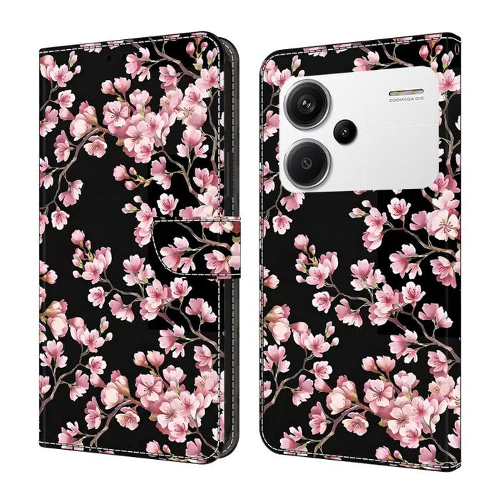 Funda para teléfono de cuero vegano pintado con efecto cristal, For Redmi 13C 4G / 5G, For Redmi Note 13 Pro+