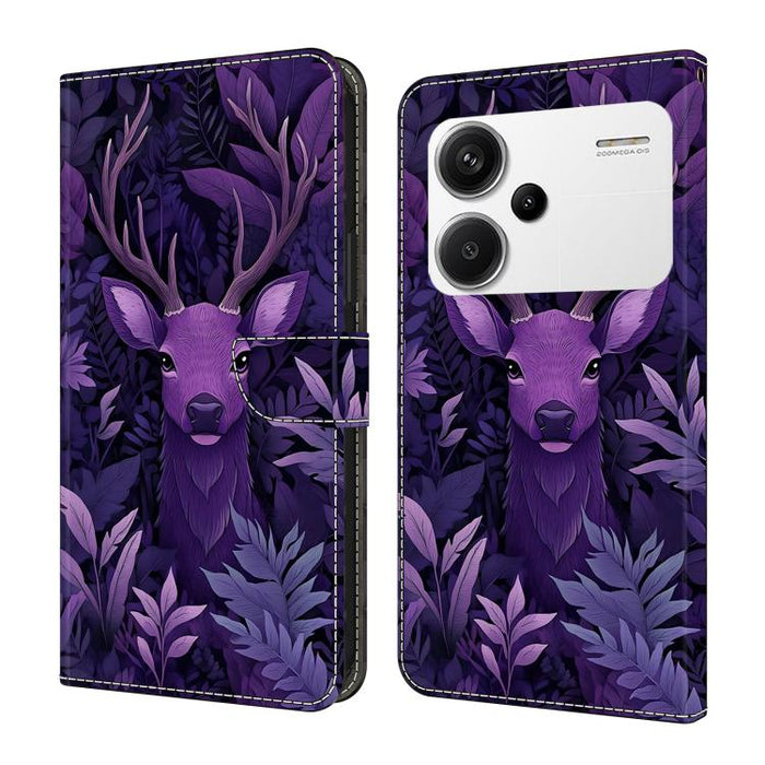 Funda para teléfono de cuero vegano pintado con efecto cristal, For Redmi 13C 4G / 5G, For Redmi Note 13 Pro+