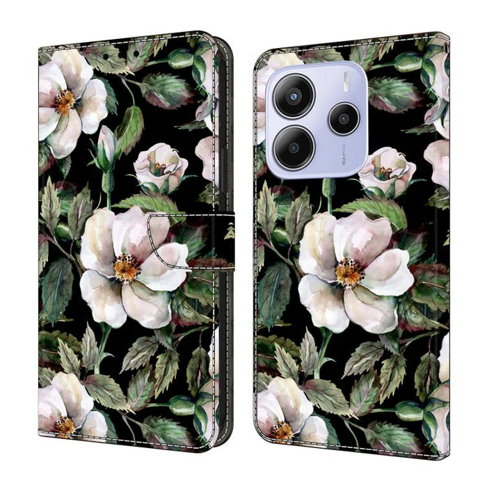 Funda para teléfono de cuero vegano pintado con efecto cristal, For Redmi Note 14 Pro 4G / 5G, For Redmi Note 14 4G 163.25mm, For Redmi Note 14 5G, For Redmi 14C 4G, For Redmi Note 13 5G, For Redmi Note 13 4G