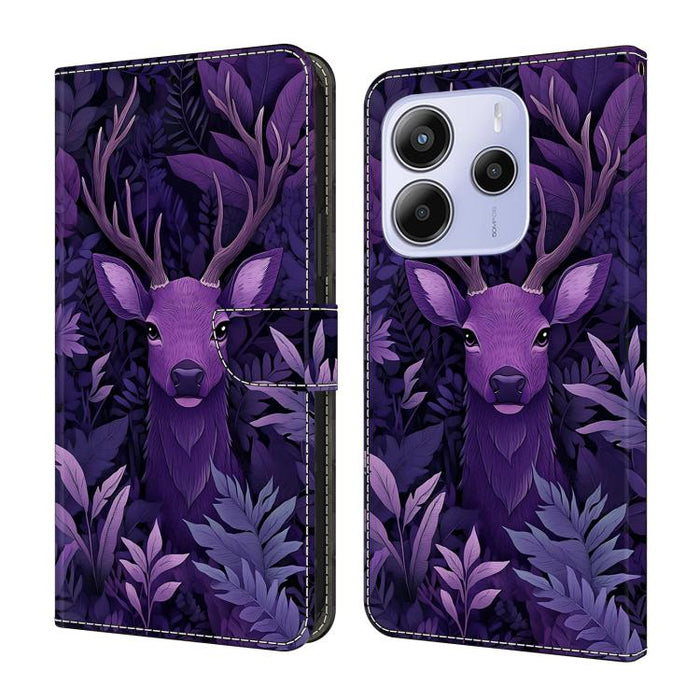 Funda para teléfono de cuero vegano pintado con efecto cristal, For Redmi Note 14 Pro 4G / 5G, For Redmi Note 14 4G 163.25mm, For Redmi Note 14 5G, For Redmi 14C 4G, For Redmi Note 13 5G, For Redmi Note 13 4G