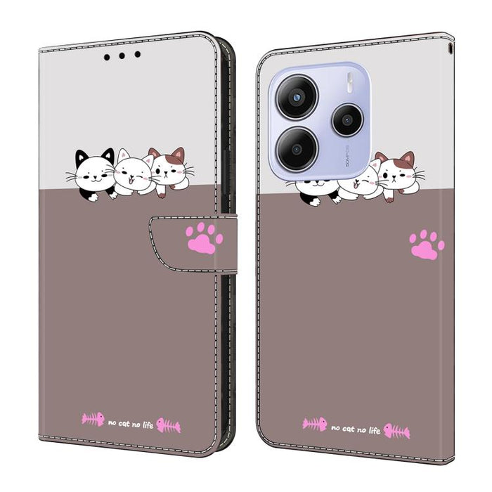 Funda para teléfono de cuero vegano pintado con efecto cristal, For Redmi Note 14 Pro 4G / 5G, For Redmi Note 14 4G 163.25mm, For Redmi Note 14 5G, For Redmi 14C 4G, For Redmi Note 13 5G, For Redmi Note 13 4G