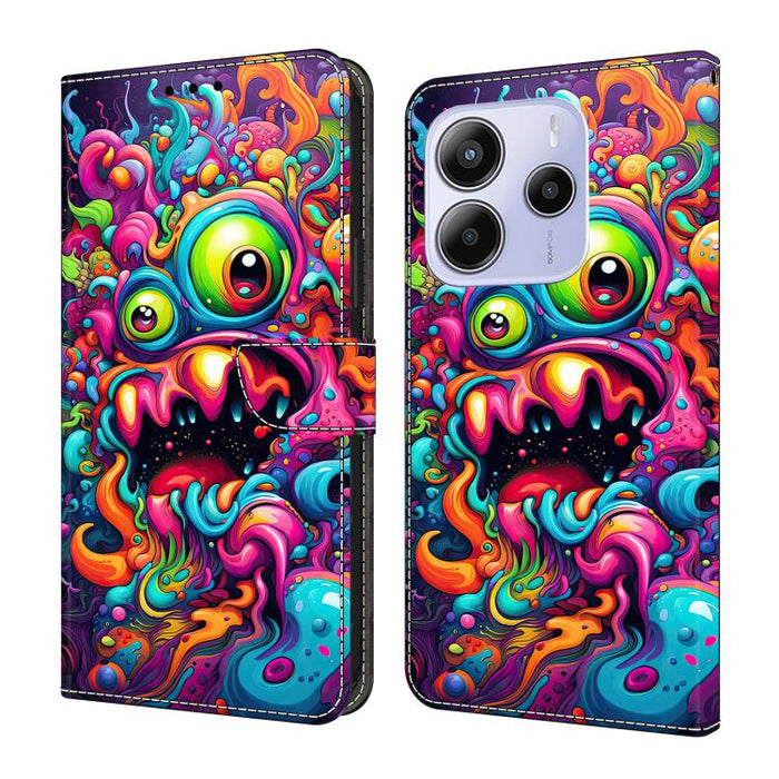 Funda para teléfono de cuero vegano pintado con efecto cristal, For Redmi Note 15 5G / 4G Global 164mm, For Redmi Note 15 Pro 5G Global 163.6mm, For Redmi 15C 5G / 4G EU 173mm, For Redmi 15C 5G / 4G Global 171mm, For Redmi Note 14 4G 164.84mm          ...
