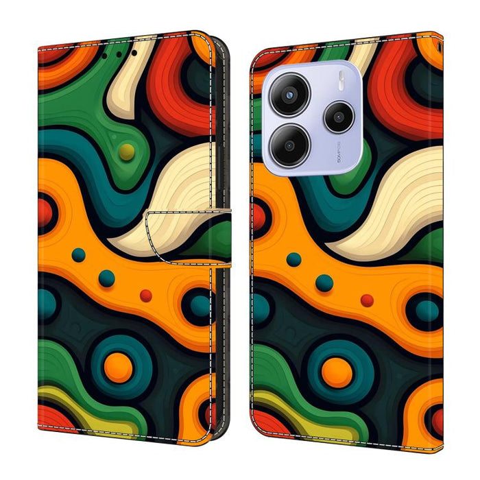 Funda para teléfono de cuero vegano pintado con efecto cristal, For Redmi Note 14 Pro 4G / 5G, For Redmi Note 14 4G 163.25mm, For Redmi Note 14 5G, For Redmi 14C 4G, For Redmi Note 13 5G, For Redmi Note 13 4G