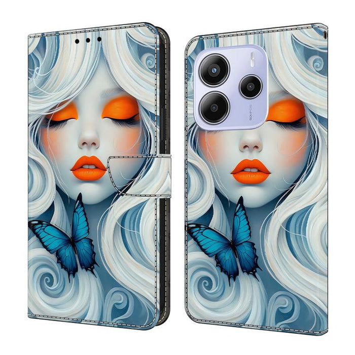Funda para teléfono de cuero vegano pintado con efecto cristal, For Redmi Note 14 Pro 4G / 5G, For Redmi Note 14 4G 163.25mm, For Redmi Note 14 5G, For Redmi 14C 4G, For Redmi Note 13 5G, For Redmi Note 13 4G