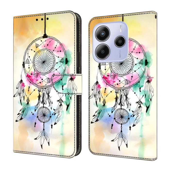 Funda para teléfono de cuero vegano pintado con efecto cristal, For Redmi Note 14 Pro 4G / 5G, For Redmi Note 14 4G 163.25mm, For Redmi Note 14 5G, For Redmi 14C 4G, For Redmi Note 13 5G, For Redmi Note 13 4G