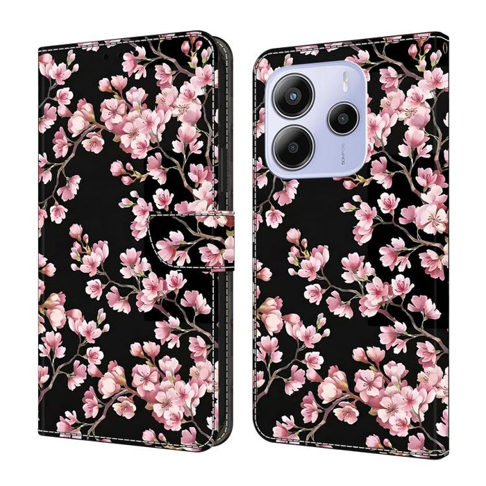 Funda para teléfono de cuero vegano pintado con efecto cristal, For Redmi Note 14 Pro 4G / 5G, For Redmi Note 14 4G 163.25mm, For Redmi Note 14 5G, For Redmi 14C 4G, For Redmi Note 13 5G, For Redmi Note 13 4G