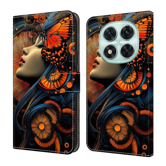 Funda para teléfono de cuero vegano pintado con efecto cristal, For Redmi Note 14 Pro 4G / 5G, For Redmi Note 14 4G 163.25mm, For Redmi Note 14 5G, For Redmi 14C 4G, For Redmi Note 13 5G, For Redmi Note 13 4G