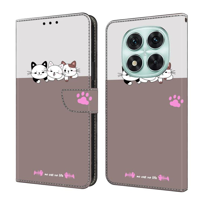 Funda para teléfono de cuero vegano pintado con efecto cristal, For Redmi Note 14 Pro 4G / 5G, For Redmi Note 14 4G 163.25mm, For Redmi Note 14 5G, For Redmi 14C 4G, For Redmi Note 13 5G, For Redmi Note 13 4G