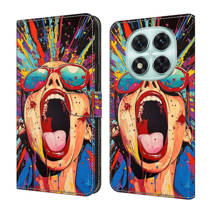 Funda para teléfono de cuero vegano pintado con efecto cristal, For Redmi Note 14 Pro 4G / 5G, For Redmi Note 14 4G 163.25mm, For Redmi Note 14 5G, For Redmi 14C 4G, For Redmi Note 13 5G, For Redmi Note 13 4G