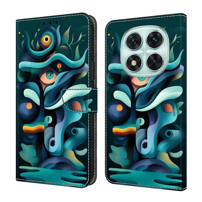 Funda para teléfono de cuero vegano pintado con efecto cristal, For Redmi Note 14 Pro 4G / 5G, For Redmi Note 14 4G 163.25mm, For Redmi Note 14 5G, For Redmi 14C 4G, For Redmi Note 13 5G, For Redmi Note 13 4G
