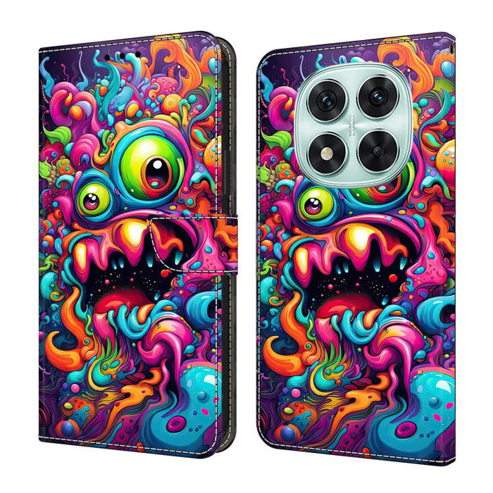 Funda para teléfono de cuero vegano pintado con efecto cristal, For Redmi Note 14 Pro 4G / 5G, For Redmi Note 14 4G 163.25mm, For Redmi Note 14 5G, For Redmi 14C 4G, For Redmi Note 13 5G, For Redmi Note 13 4G