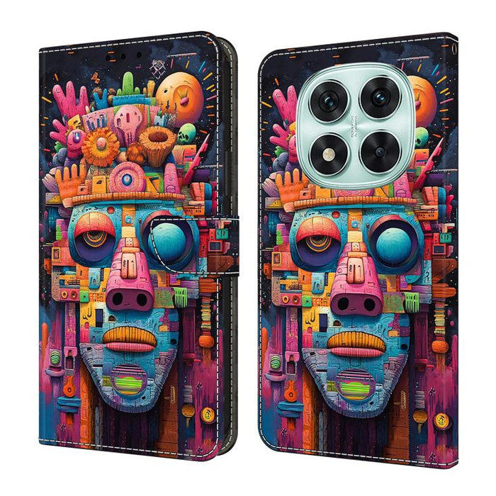 Funda para teléfono de cuero vegano pintado con efecto cristal, For Redmi Note 14 Pro 4G / 5G, For Redmi Note 14 4G 163.25mm, For Redmi Note 14 5G, For Redmi 14C 4G, For Redmi Note 13 5G, For Redmi Note 13 4G