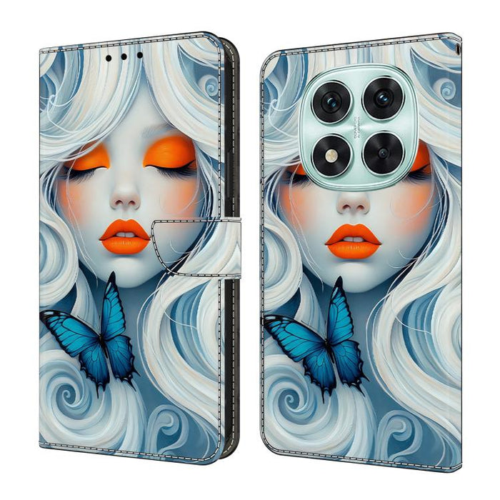 Funda para teléfono de cuero vegano pintado con efecto cristal, For Redmi Note 14 Pro 4G / 5G, For Redmi Note 14 4G 163.25mm, For Redmi Note 14 5G, For Redmi 14C 4G, For Redmi Note 13 5G, For Redmi Note 13 4G