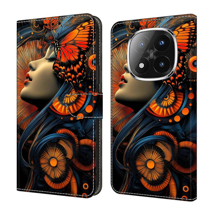 Funda para teléfono de cuero vegano pintado con efecto cristal, For Redmi Note 14 Pro 4G / 5G, For Redmi Note 14 4G 163.25mm, For Redmi Note 14 5G, For Redmi 14C 4G, For Redmi Note 13 5G, For Redmi Note 13 4G