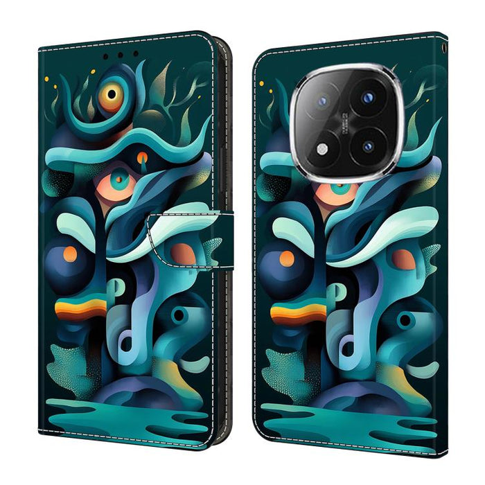 Funda para teléfono de cuero vegano pintado con efecto cristal, For Redmi Note 14 Pro 4G / 5G, For Redmi Note 14 4G 163.25mm, For Redmi Note 14 5G, For Redmi 14C 4G, For Redmi Note 13 5G, For Redmi Note 13 4G