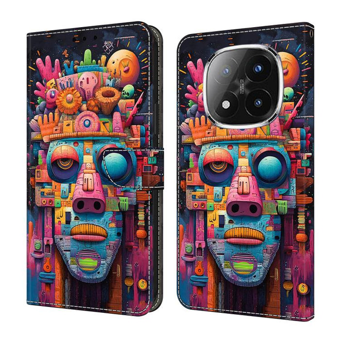 Funda para teléfono de cuero vegano pintado con efecto cristal, For Redmi Note 14 Pro 4G / 5G, For Redmi Note 14 4G 163.25mm, For Redmi Note 14 5G, For Redmi 14C 4G, For Redmi Note 13 5G, For Redmi Note 13 4G