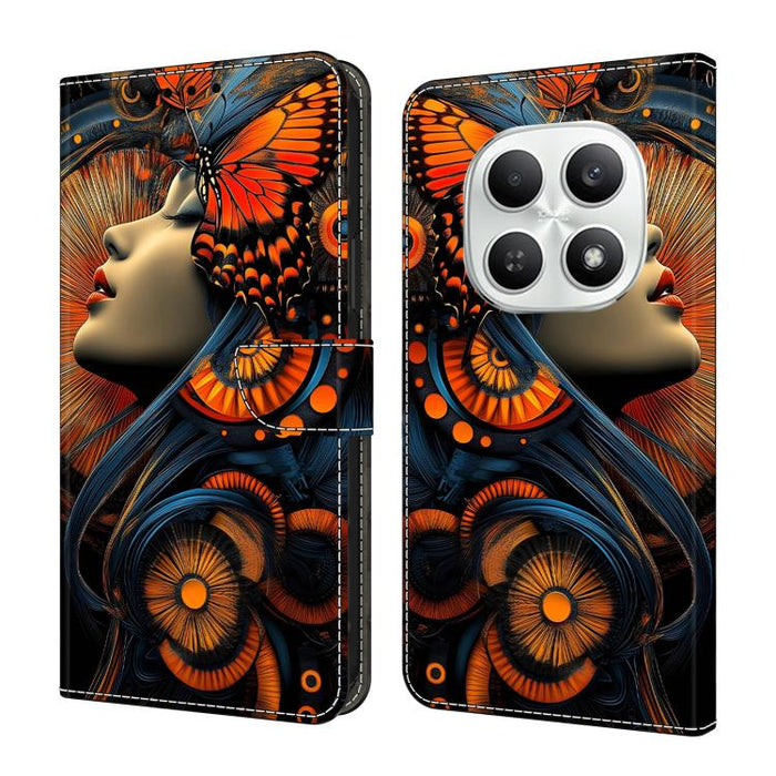 Funda para teléfono de cuero vegano pintado con efecto cristal, For Redmi Note 15 5G / 4G Global 164mm, For Redmi Note 15 Pro 5G Global 163.6mm, For Redmi 15C 5G / 4G EU 173mm, For Redmi 15C 5G / 4G Global 171mm, For Redmi Note 14 4G 164.84mm          ...