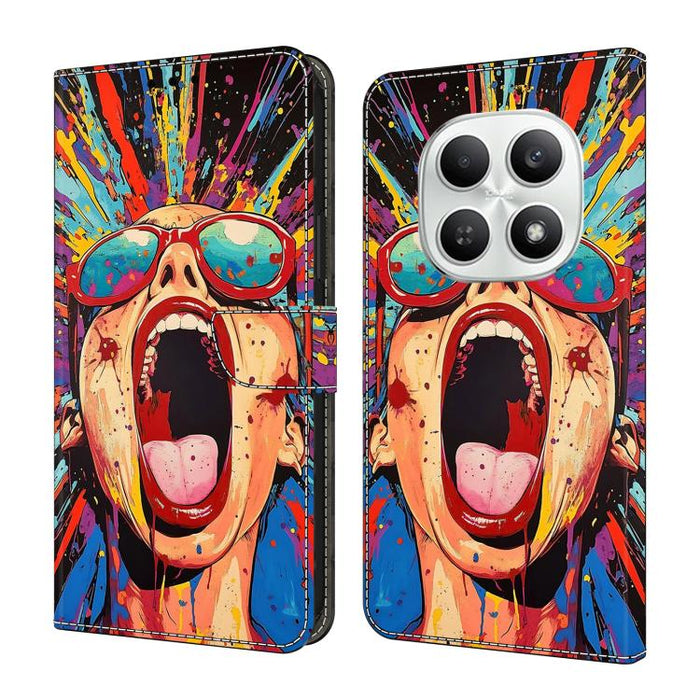 Funda para teléfono de cuero vegano pintado con efecto cristal, For Redmi Note 15 5G / 4G Global 164mm, For Redmi Note 15 Pro 5G Global 163.6mm, For Redmi 15C 5G / 4G EU 173mm, For Redmi 15C 5G / 4G Global 171mm, For Redmi Note 14 4G 164.84mm          ...