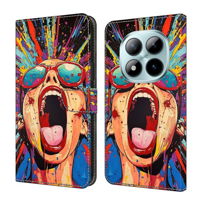 Funda para teléfono de cuero vegano pintado con efecto cristal, For Redmi Note 15 5G / 4G Global 164mm, For Redmi Note 15 Pro 5G Global 163.6mm, For Redmi 15C 5G / 4G EU 173mm, For Redmi 15C 5G / 4G Global 171mm, For Redmi Note 14 4G 164.84mm          ...