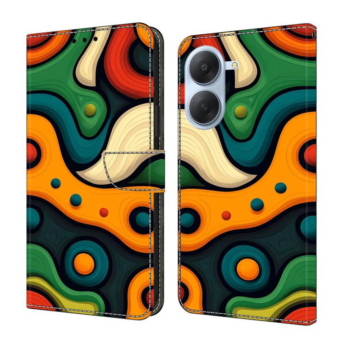 Funda para teléfono de cuero vegano pintado con efecto cristal, For Redmi Note 15 5G / 4G Global 164mm, For Redmi Note 15 Pro 5G Global 163.6mm, For Redmi 15C 5G / 4G EU 173mm, For Redmi 15C 5G / 4G Global 171mm, For Redmi Note 14 4G 164.84mm          ...