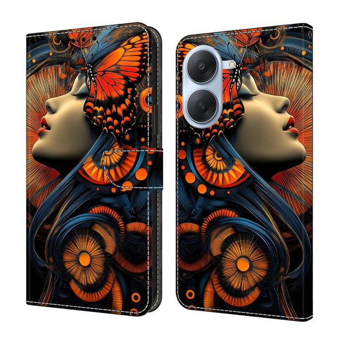 Funda para teléfono de cuero vegano pintado con efecto cristal, For Redmi Note 15 5G / 4G Global 164mm, For Redmi Note 15 Pro 5G Global 163.6mm, For Redmi 15C 5G / 4G EU 173mm, For Redmi 15C 5G / 4G Global 171mm, For Redmi Note 14 4G 164.84mm          ...