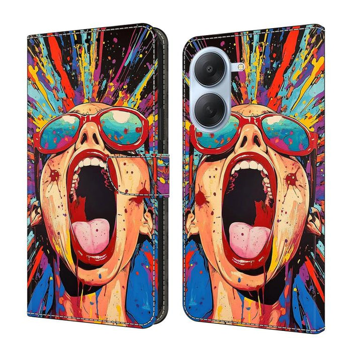 Funda para teléfono de cuero vegano pintado con efecto cristal, For Redmi Note 15 5G / 4G Global 164mm, For Redmi Note 15 Pro 5G Global 163.6mm, For Redmi 15C 5G / 4G EU 173mm, For Redmi 15C 5G / 4G Global 171mm, For Redmi Note 14 4G 164.84mm          ...
