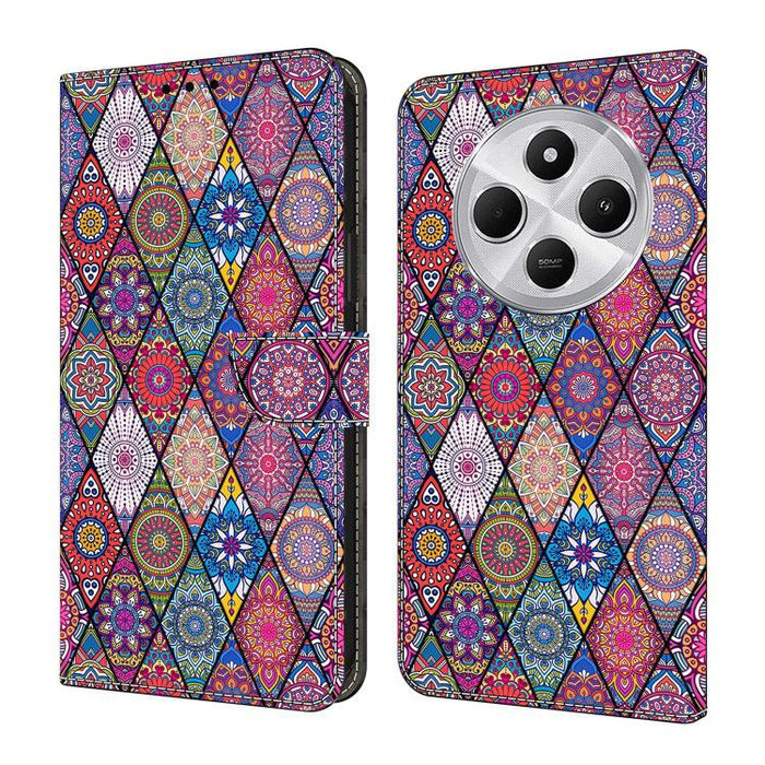 Funda para teléfono de cuero vegano pintado con efecto cristal, For Redmi Note 14 4G 164.84mm, For Redmi Note 14 Pro+ 5G / Poco X7, For Redmi 14C 4G / 5G, For Redmi Note 14 Pro 4G