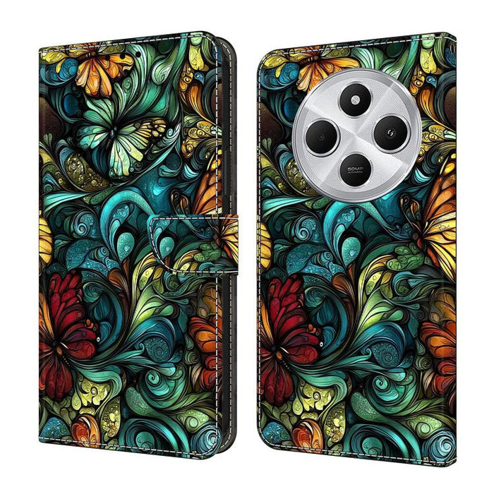 Funda para teléfono de cuero vegano pintado con efecto cristal, For Redmi Note 14 4G 164.84mm, For Redmi Note 14 Pro+ 5G / Poco X7, For Redmi 14C 4G / 5G, For Redmi Note 14 Pro 4G
