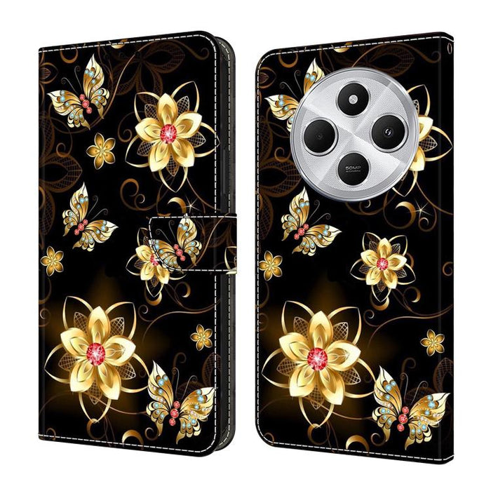 Funda para teléfono de cuero vegano pintado con efecto cristal, For Redmi Note 14 4G 164.84mm, For Redmi Note 14 Pro+ 5G / Poco X7, For Redmi 14C 4G / 5G, For Redmi Note 14 Pro 4G
