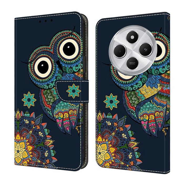Funda para teléfono de cuero vegano pintado con efecto cristal, For Redmi Note 14 4G 164.84mm, For Redmi Note 14 Pro+ 5G / Poco X7, For Redmi 14C 4G / 5G, For Redmi Note 14 Pro 4G