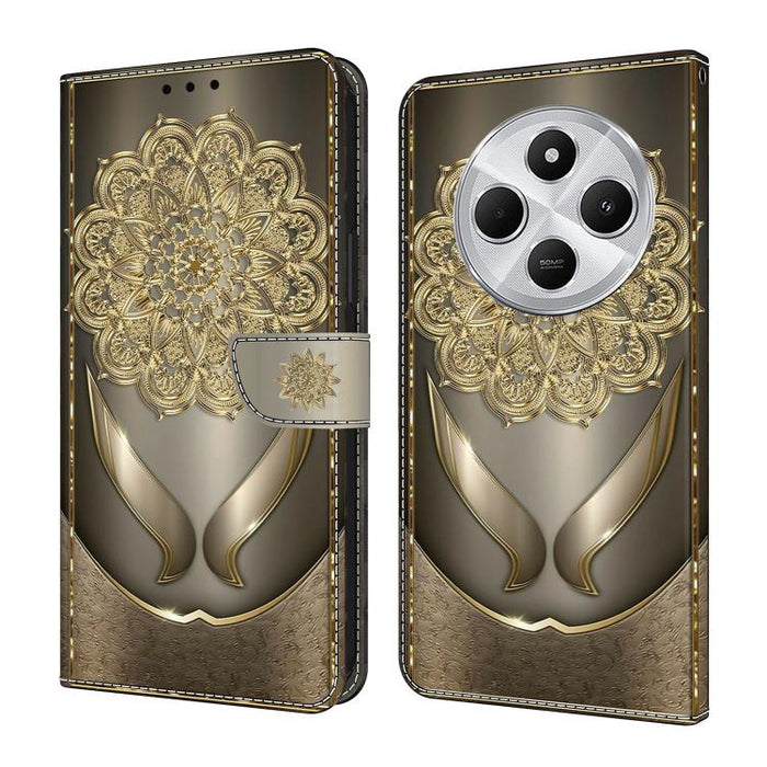 Funda para teléfono de cuero vegano pintado con efecto cristal, For Redmi Note 14 4G 164.84mm, For Redmi Note 14 Pro+ 5G / Poco X7, For Redmi 14C 4G / 5G, For Redmi Note 14 Pro 4G