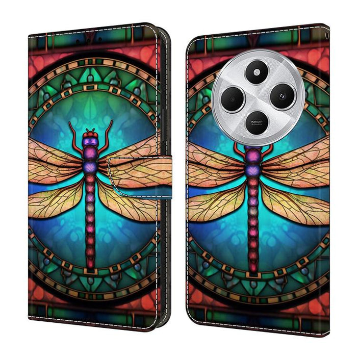 Funda para teléfono de cuero vegano pintado con efecto cristal, For Redmi Note 14 4G 164.84mm, For Redmi Note 14 Pro+ 5G / Poco X7, For Redmi 14C 4G / 5G, For Redmi Note 14 Pro 4G