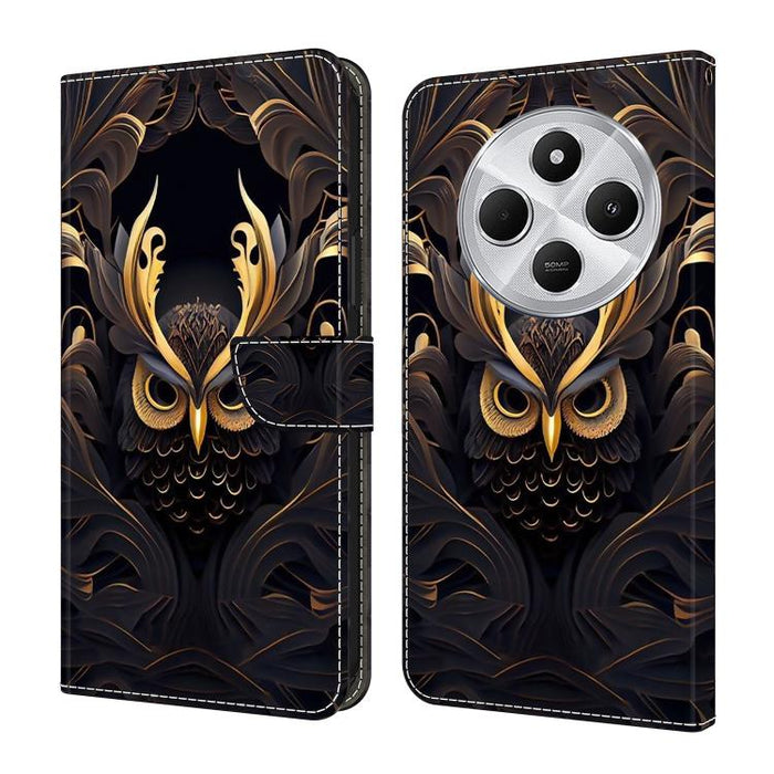 Funda para teléfono de cuero vegano pintado con efecto cristal, For Redmi Note 14 4G 164.84mm, For Redmi Note 14 Pro+ 5G / Poco X7, For Redmi 14C 4G / 5G, For Redmi Note 14 Pro 4G